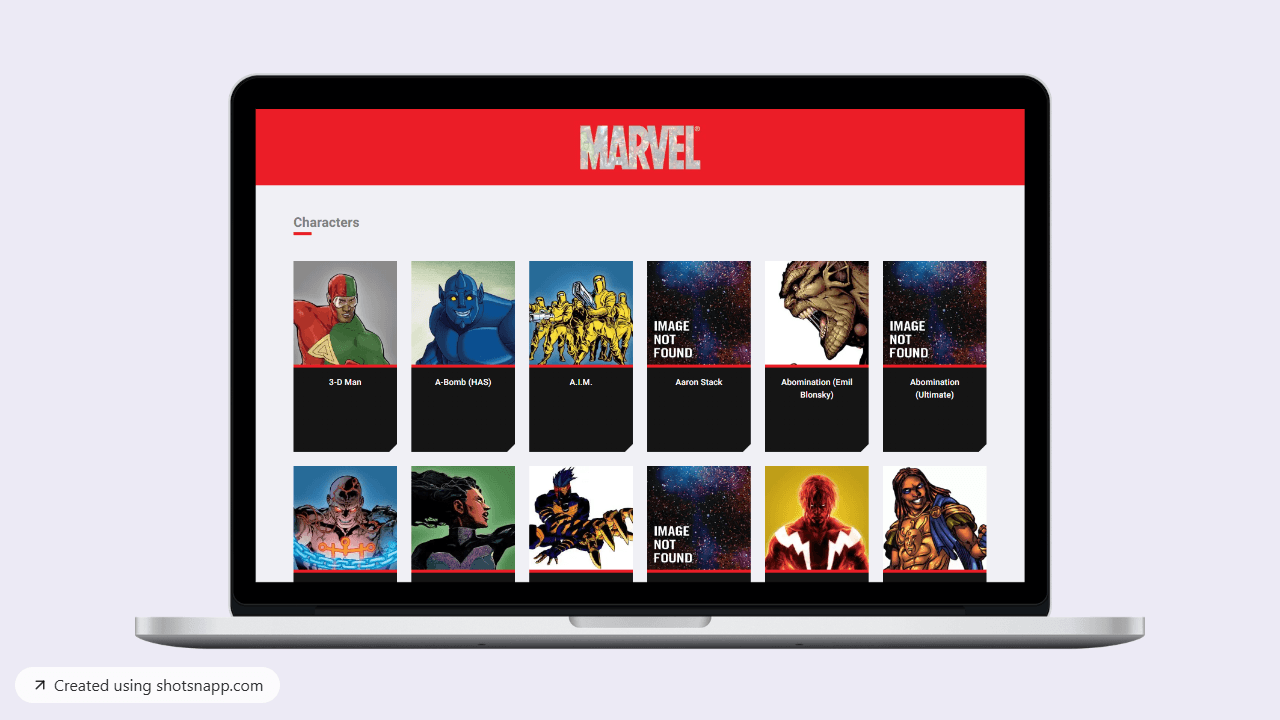 Imagem do projeto Marvel API
